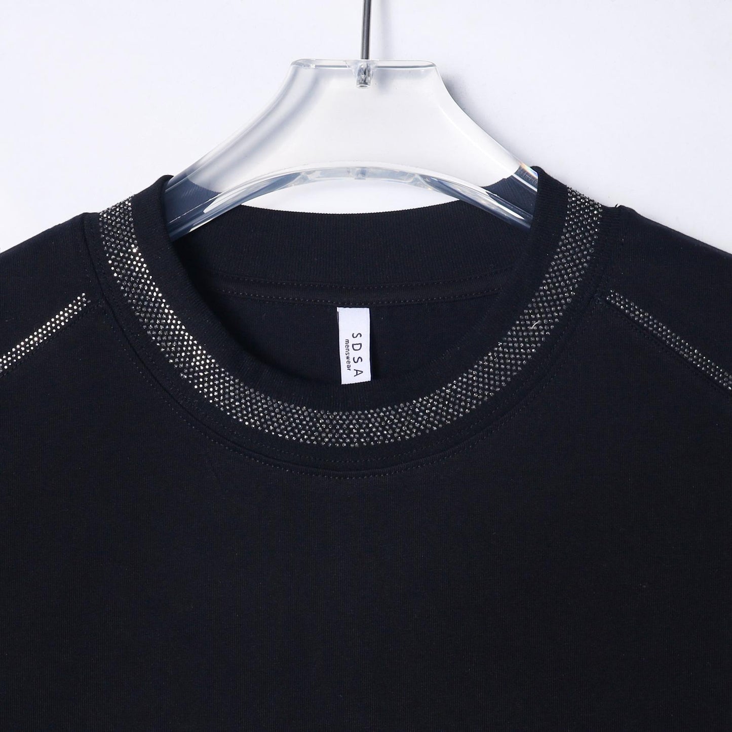 Men's Fashion Personalized Hot Diamond Line Short Sleeve