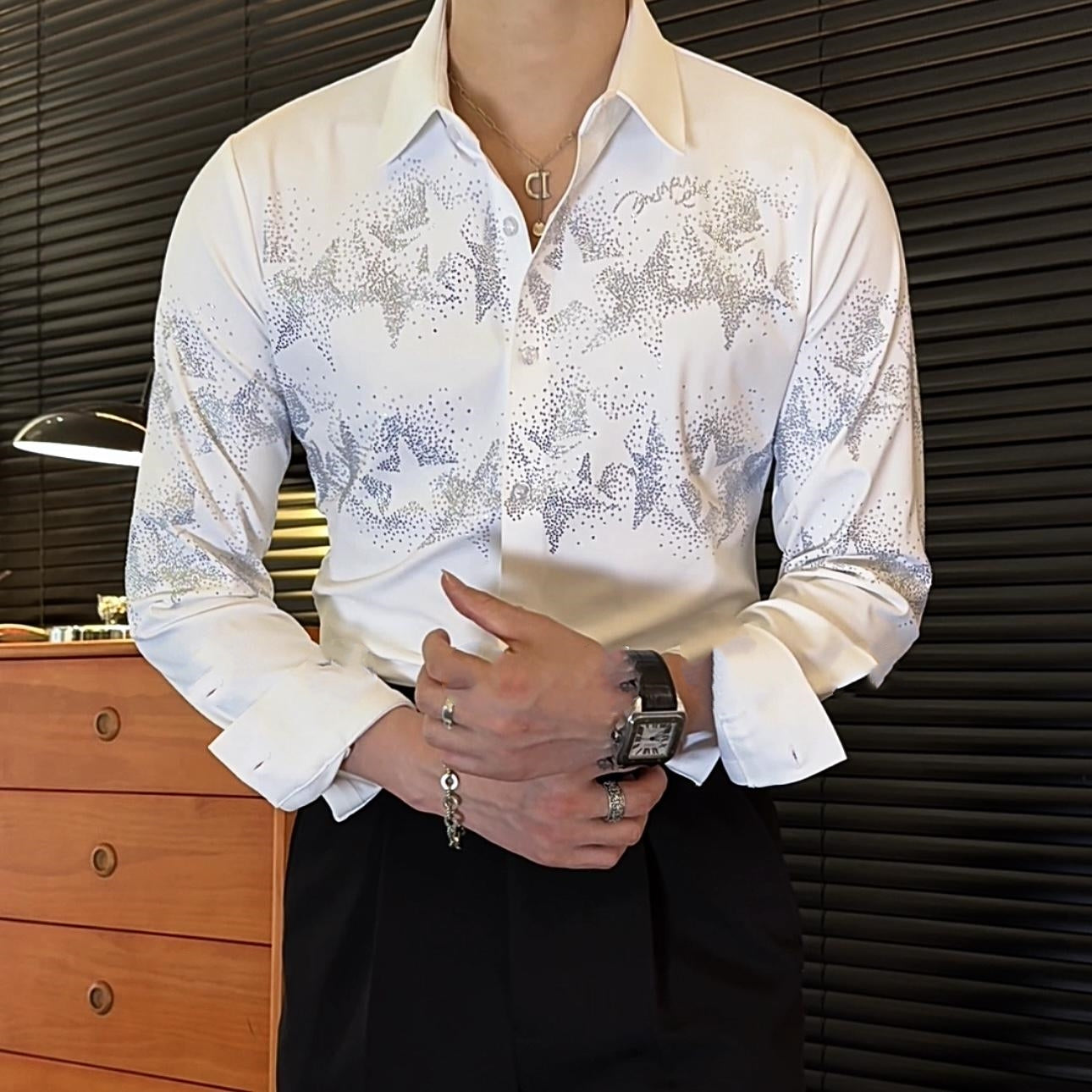 Heavy Industry Hot Stamping High Elasticity Long Sleeved Shirt