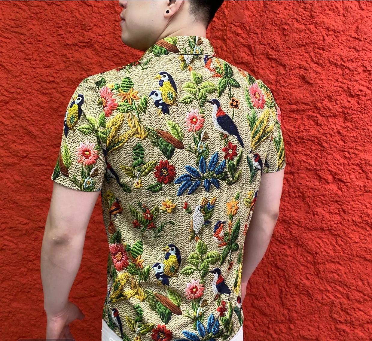 Men's Fashion Casual Thin Style Trend Slim Fit Lapel Short Sleeved Shirt