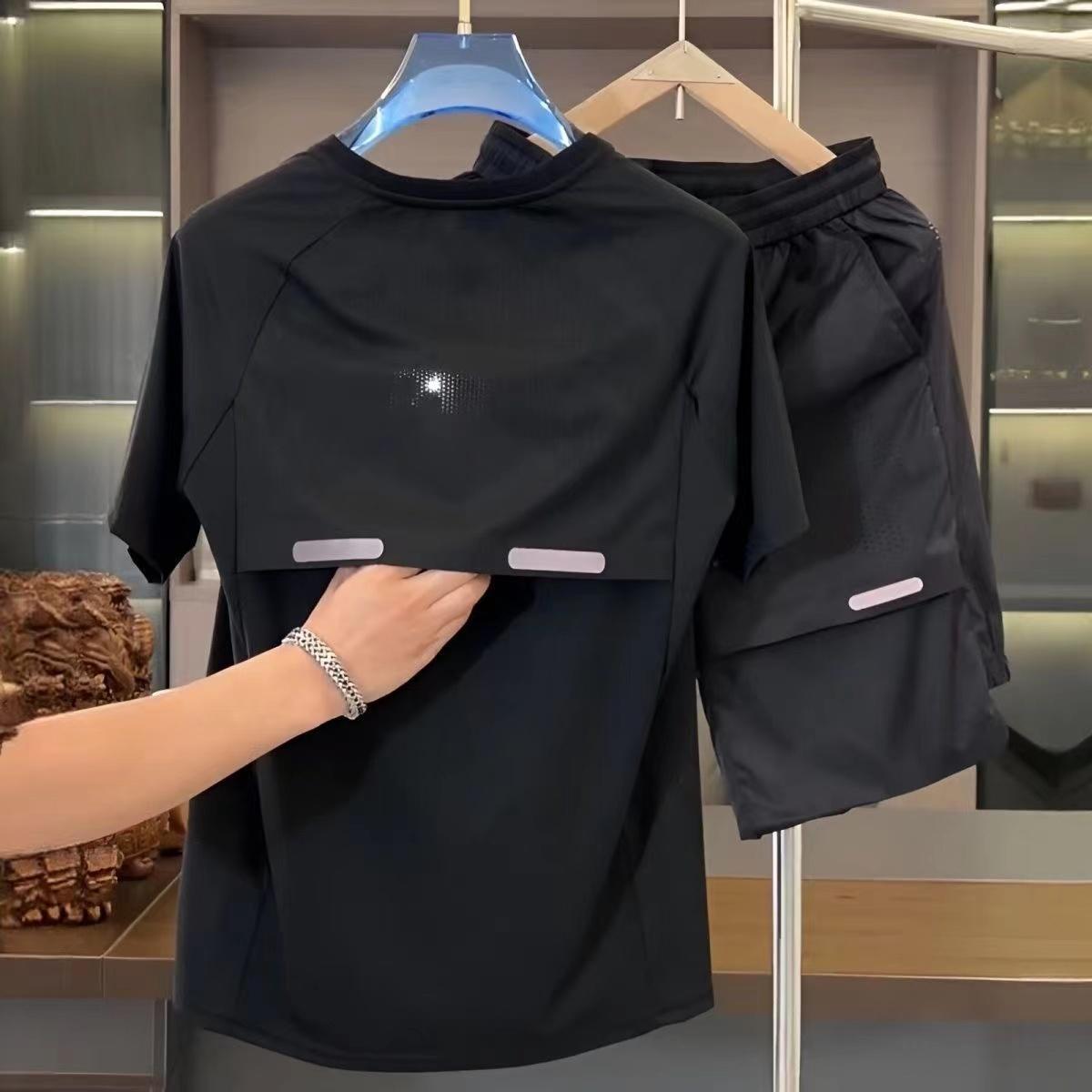 Men's Breathable Quick Drying High Elasticity Sports Short Sleeved Set