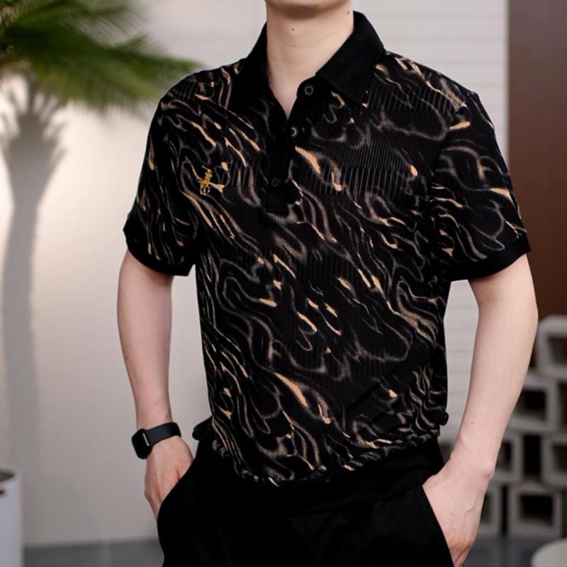 Men's New Casual Collar Button Pattern High-quality Short Sleeved Shirt