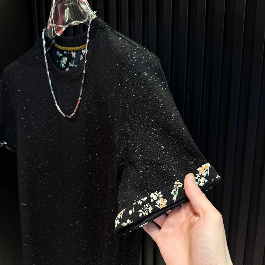 Starry Sky Flower Cuff Short Sleeve