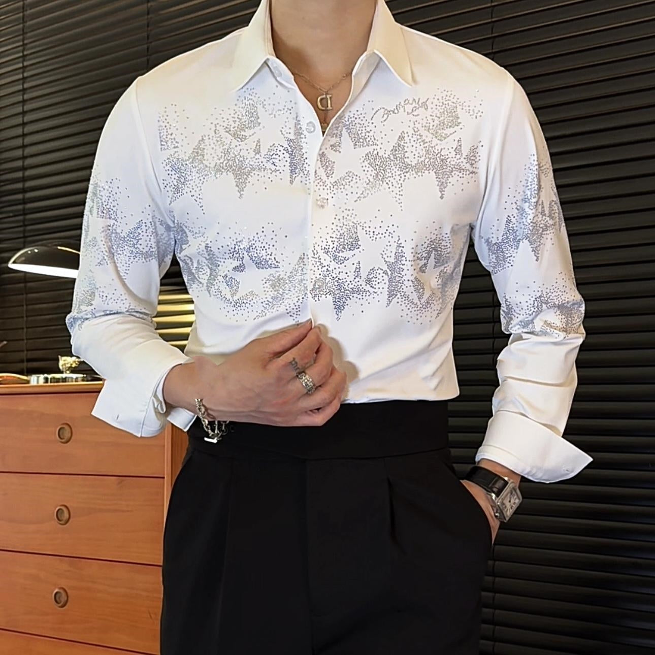 Heavy Industry Hot Stamping High Elasticity Long Sleeved Shirt
