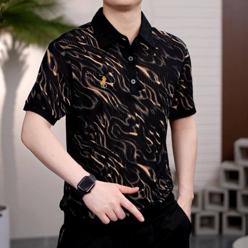 Men's New Casual Collar Button Pattern High-quality Short Sleeved Shirt