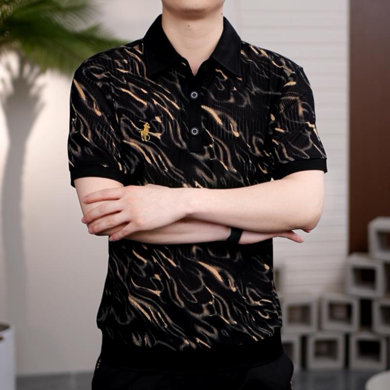 Men's New Casual Collar Button Pattern High-quality Short Sleeved Shirt