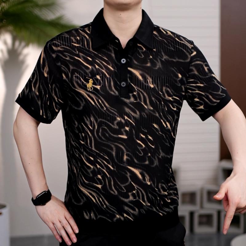 Men's New Casual Collar Button Pattern High-quality Short Sleeved Shirt