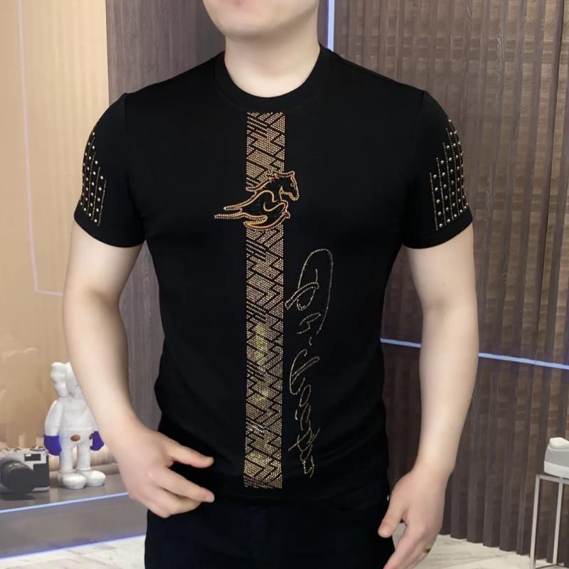 Men's new round neck versatile Golden Horse galloping trend casual T-shirt