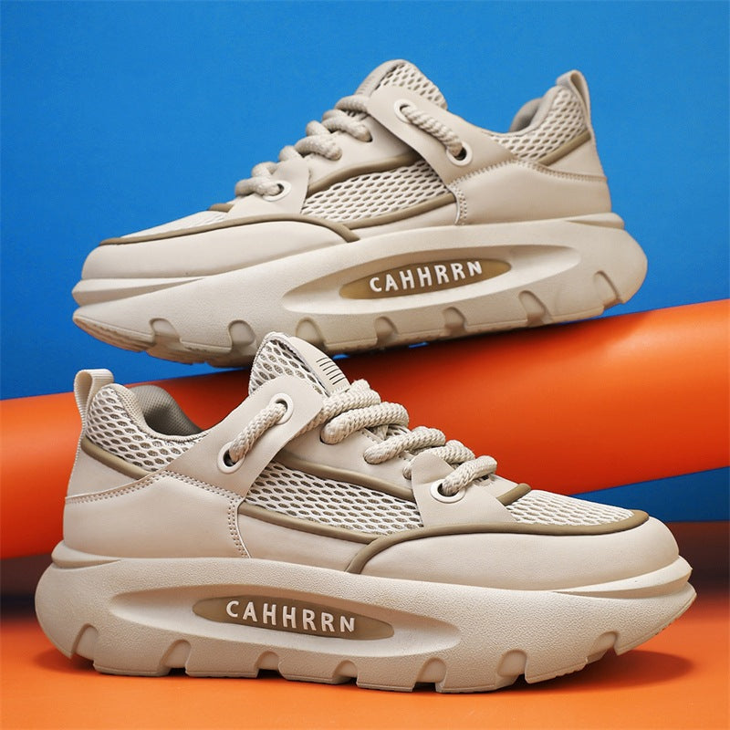 Men's new mesh casual breathable thick soled trendy sports shoes