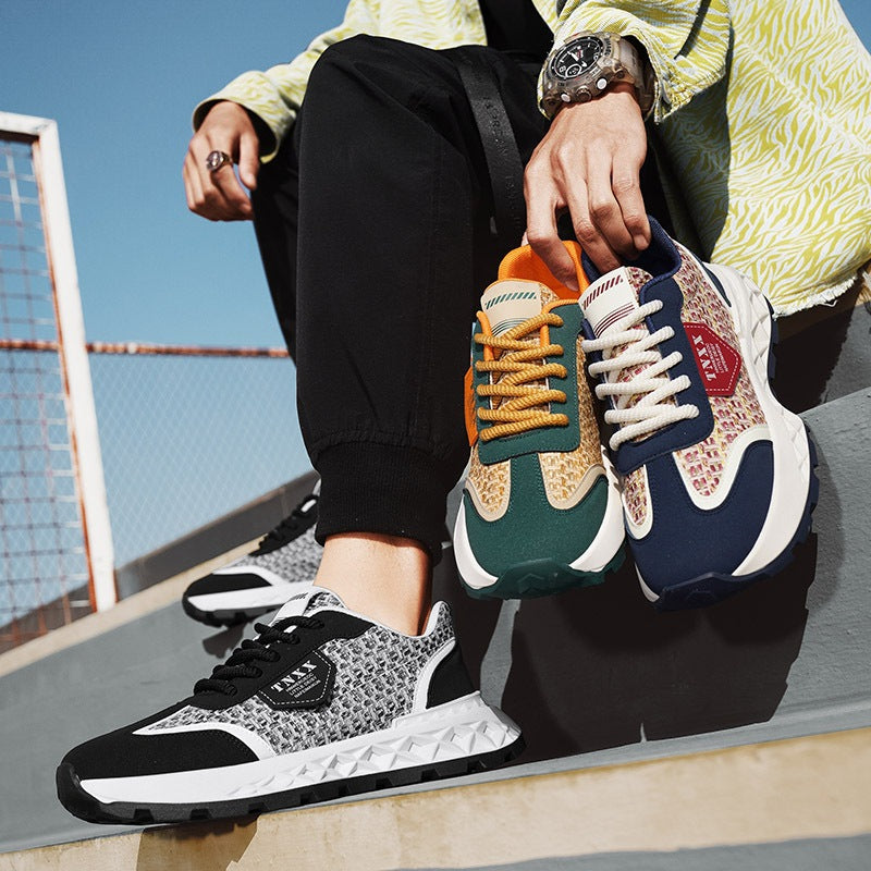 Men's new mesh casual breathable thick soled sports shoes