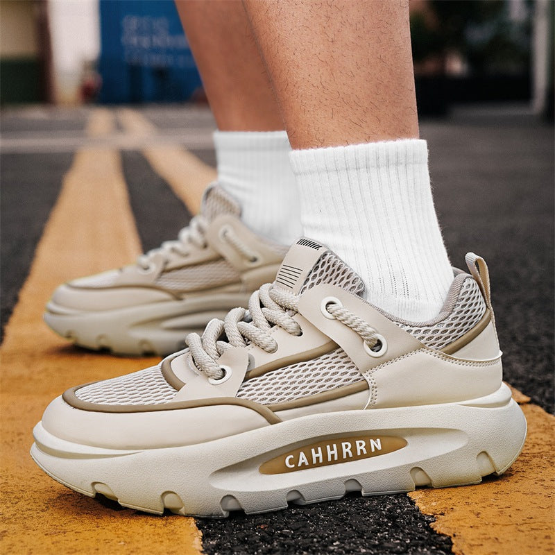 Men's new mesh casual breathable thick soled trendy sports shoes