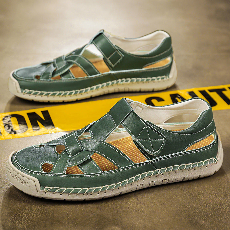 Men's Roman flat bottomed woven soft soled beach shoes