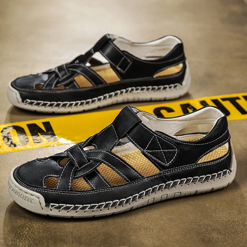 Men's Roman flat bottomed woven soft soled beach shoes