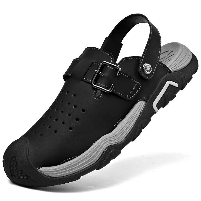 Men's high-quality leather sandals with toe caps