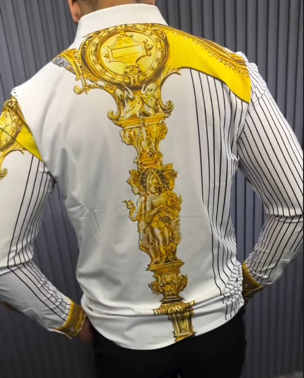 Men's Gold Sparkling Pattern Long Sleeve