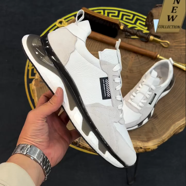 Leather Splicing Breathable Casual Sports Shoes