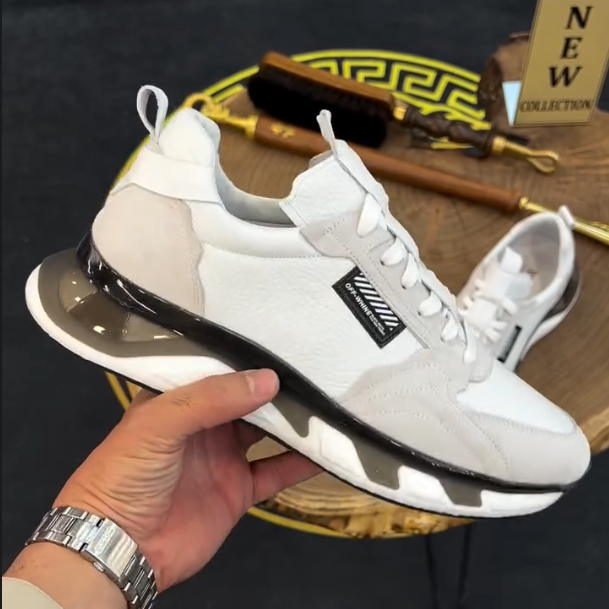 Leather Splicing Breathable Casual Sports Shoes
