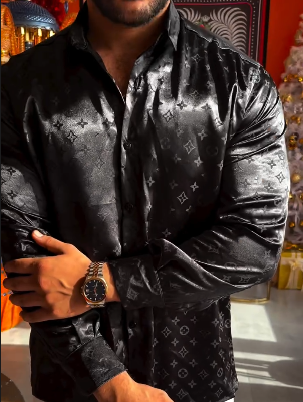 Men's Silk Luxury Printed Long Sleeved Shirt