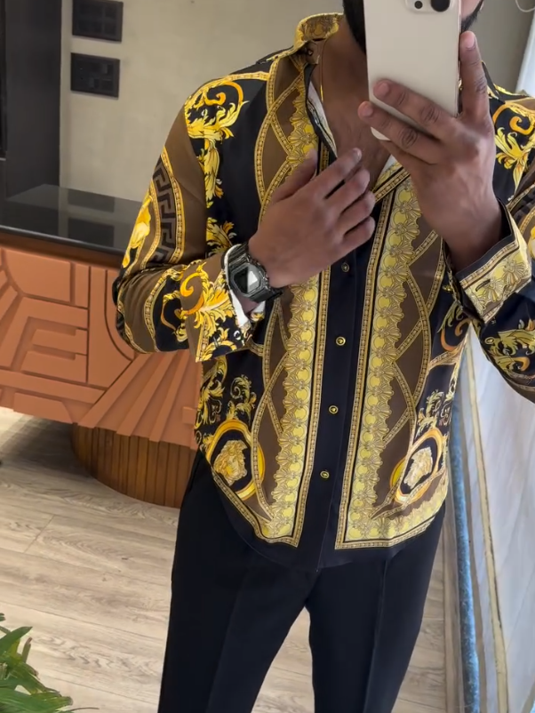 Men's Patterned Luxury Long Sleeved Shirt