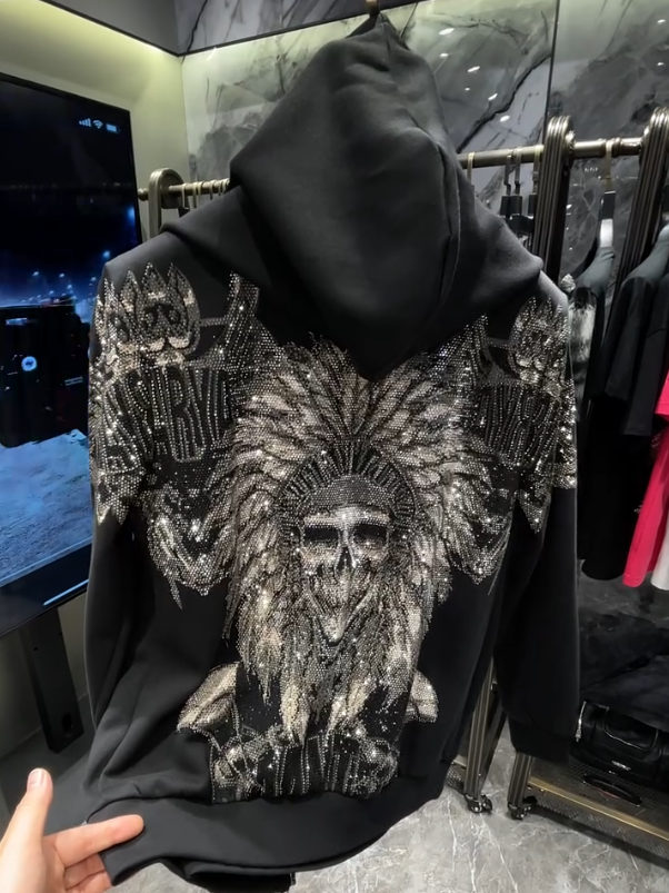 Men's Sparkling Diamond Hooded Sweatshirt