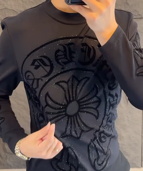 Flash Diamond Pattern Printed Casual Long Sleeve