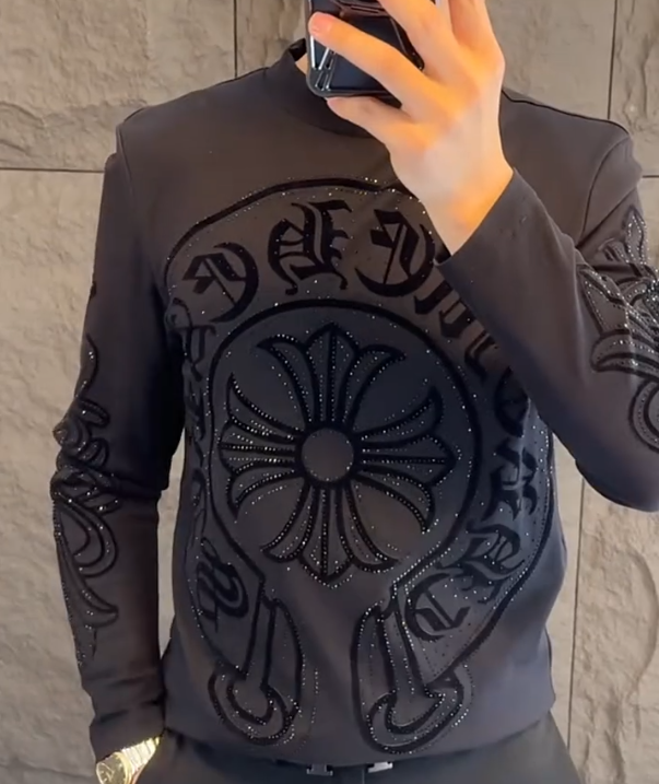 Flash Diamond Pattern Printed Casual Long Sleeve