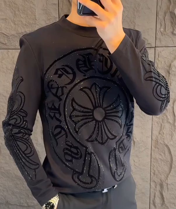 Flash Diamond Pattern Printed Casual Long Sleeve