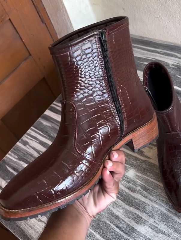 Luxury Croc-Embossed Chelsea Boots
