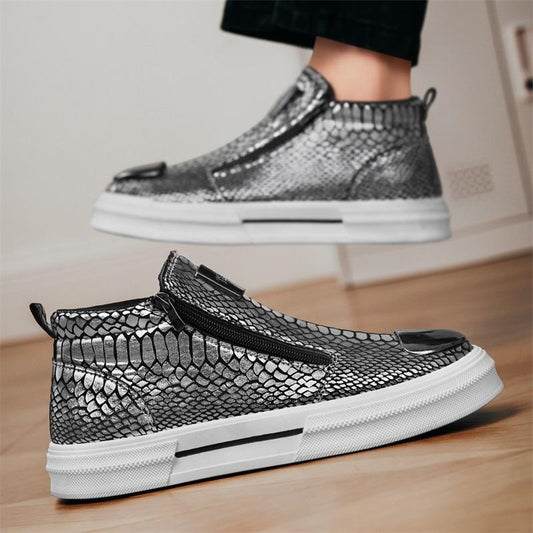 Snake Print Zip-Up Sneakers