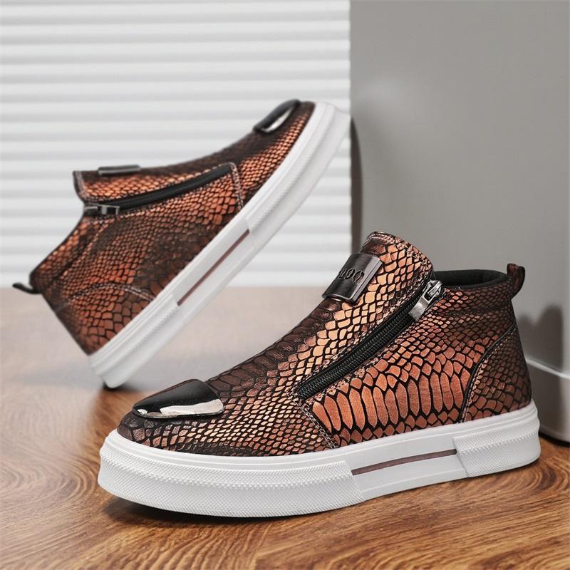 Snake Print Zip-Up Sneakers