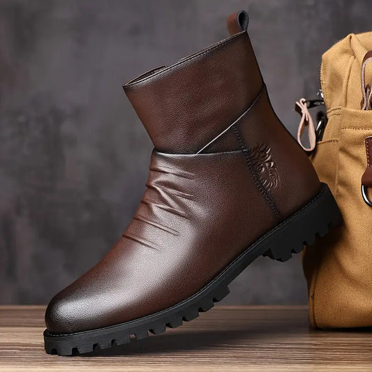 Rugged Leather Ankle Boots