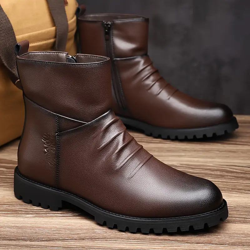 Rugged Leather Ankle Boots
