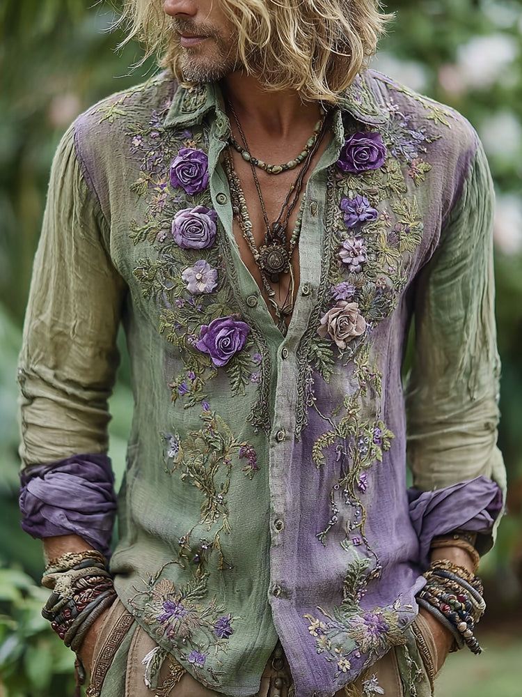 Boho Floral Embroidered Shirt