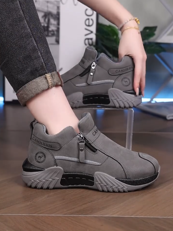 Grey Zip-Up Chunky Sneakers