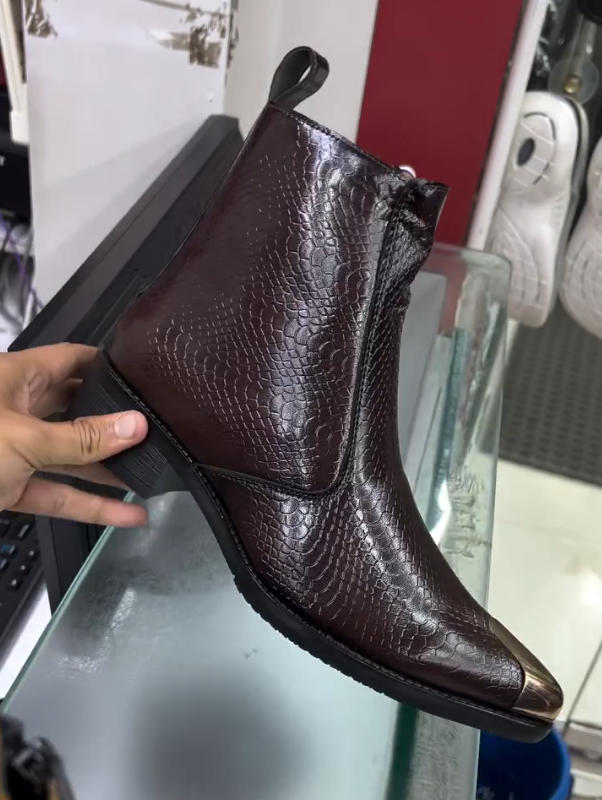 SnakeSkin Cap Toe Chelsea Boots