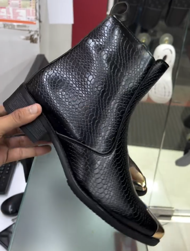 SnakeSkin Cap Toe Chelsea Boots