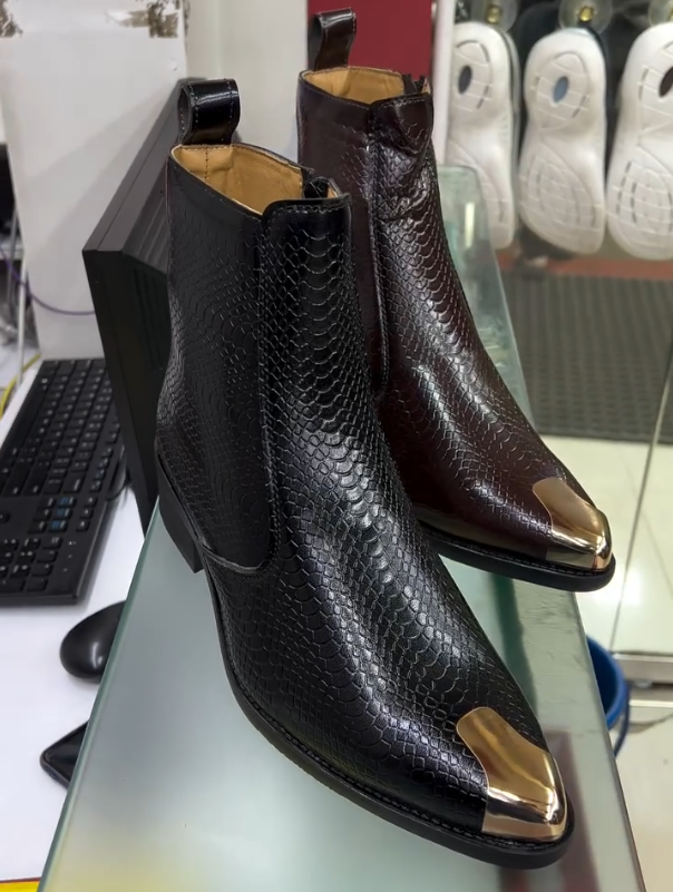 SnakeSkin Cap Toe Chelsea Boots