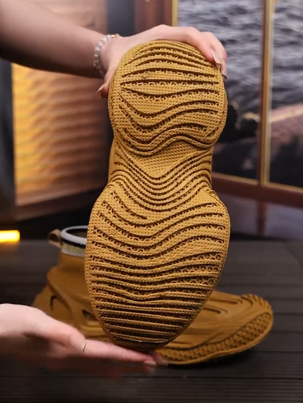 Golden Mesh Hiking Sneakers