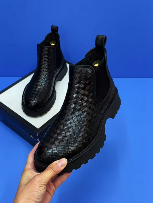 Woven Edge Chelsea Boots