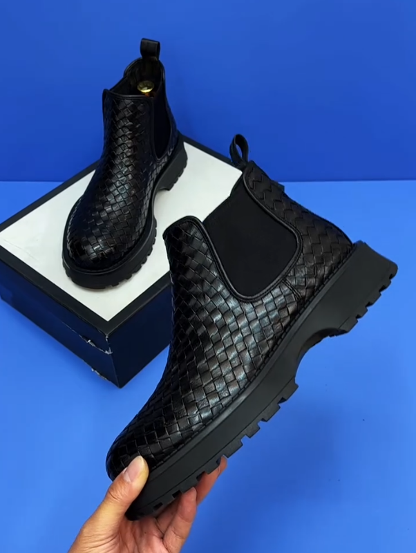 Woven Edge Chelsea Boots