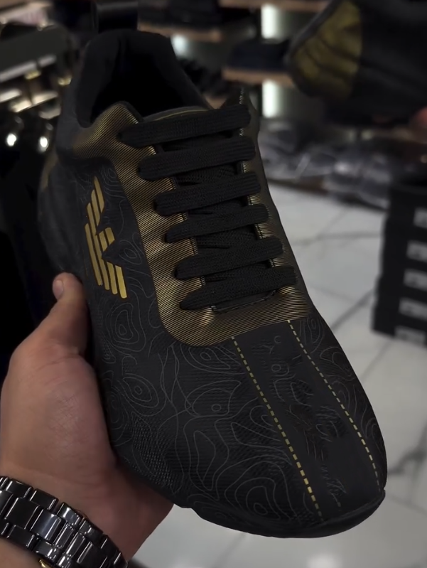 Black & Gold Topographic Running Sneakers