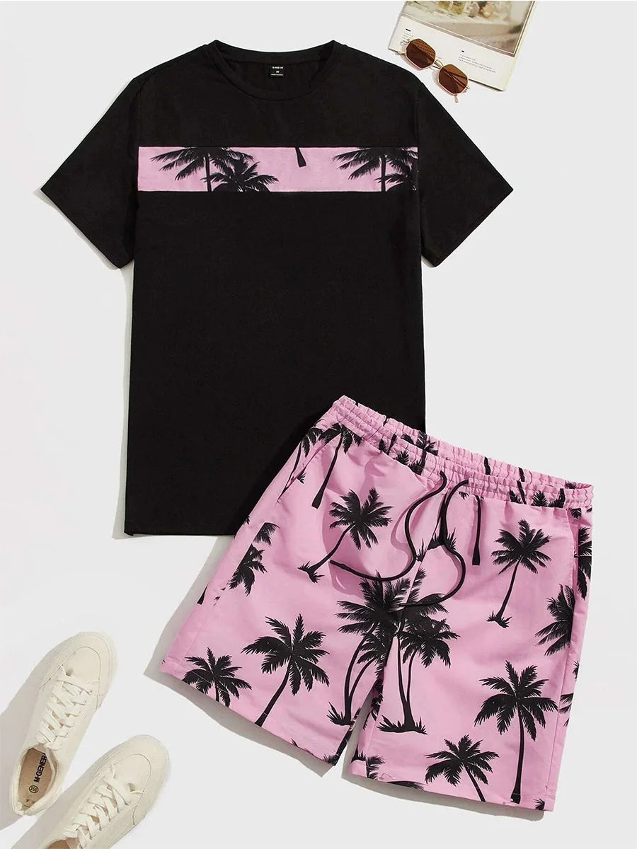 Men's Summer Hawaiian Loose Cool Two-Piece Suit
