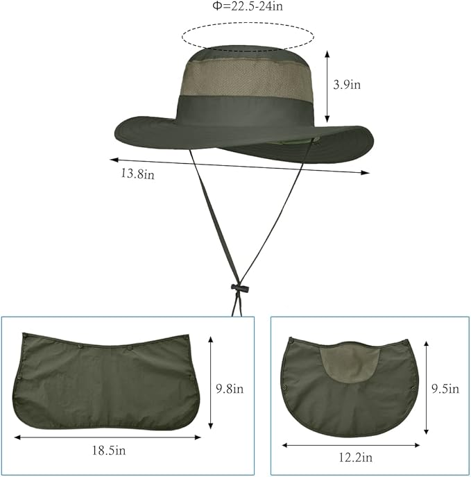 Multi Functional Men's Outdoor Wide Brimmed Fishing Hat Set