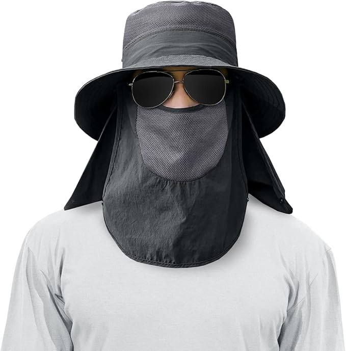 Multi Functional Men's Outdoor Wide Brimmed Fishing Hat Set