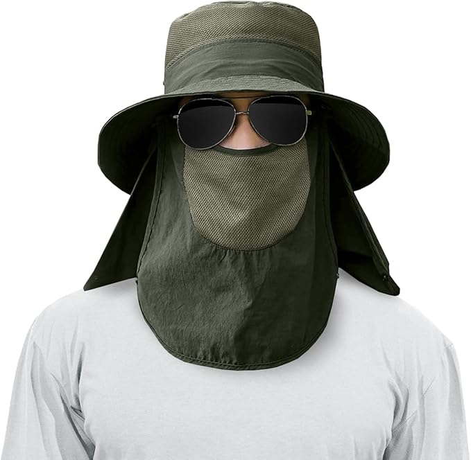 Multi Functional Men's Outdoor Wide Brimmed Fishing Hat Set