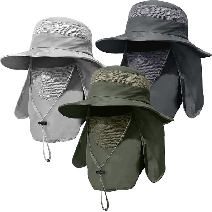 Multi Functional Men's Outdoor Wide Brimmed Fishing Hat Set