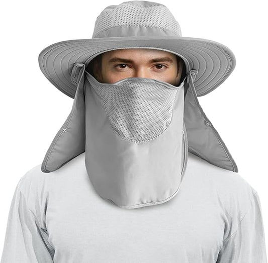 Multi Functional Men's Outdoor Wide Brimmed Fishing Hat Set