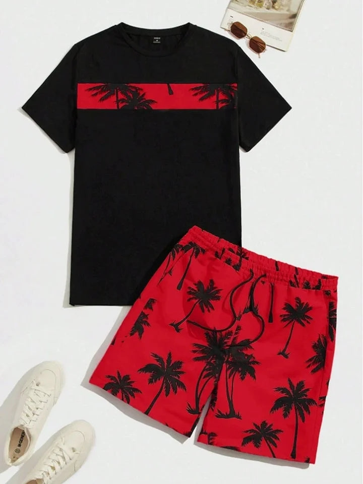 Men's Summer Hawaiian Loose Cool Two-Piece Suit