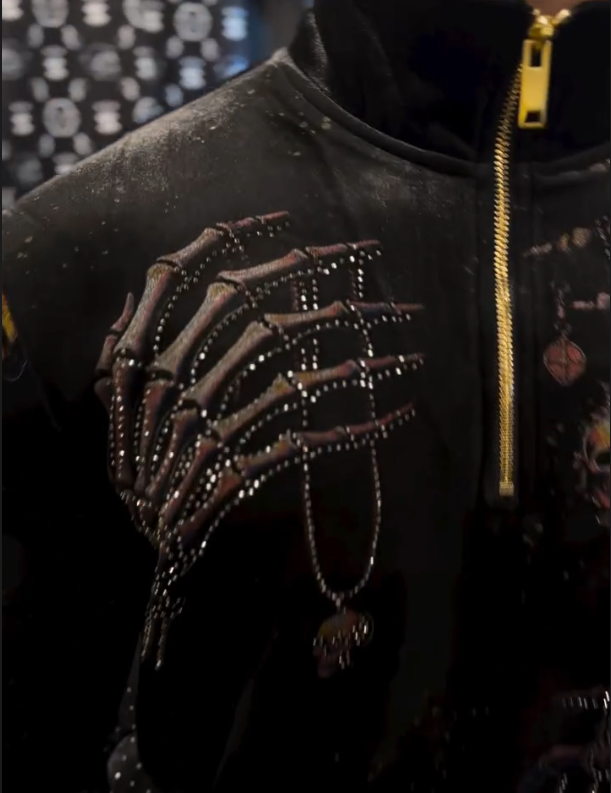 Men's Skeleton Diamond Set Zipper Hoodie