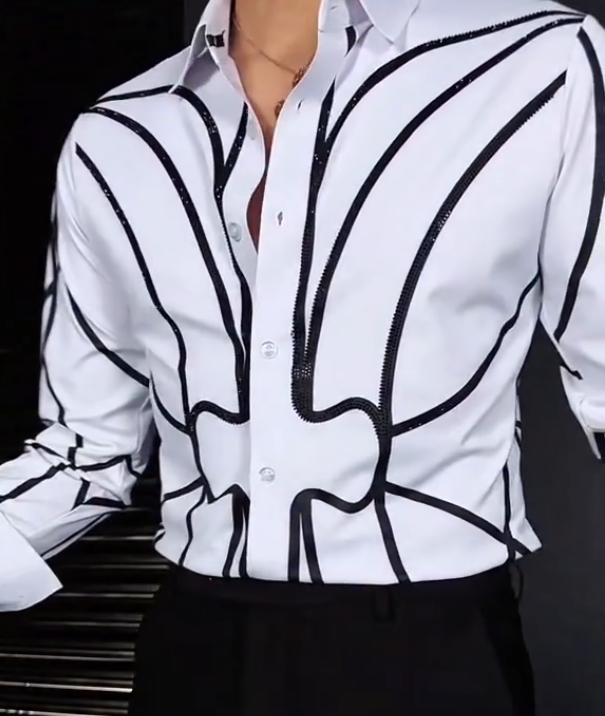 Men's New Line Diamond Studded Shirt