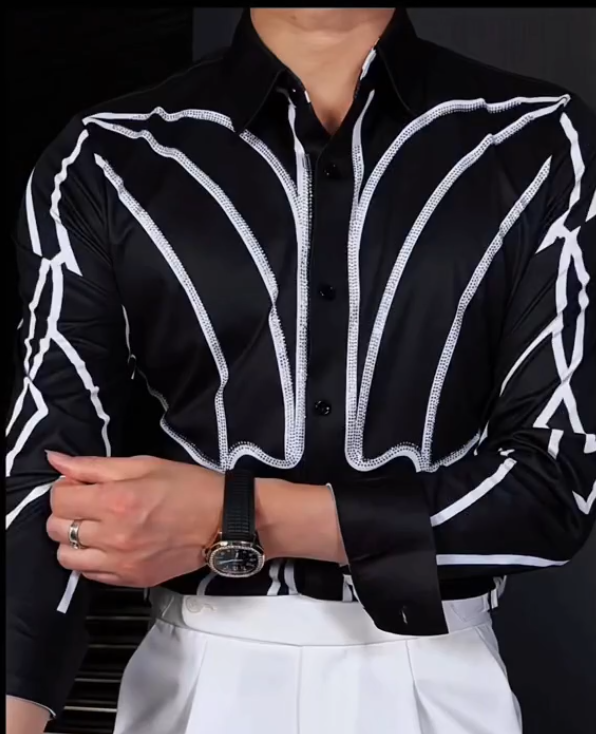 Men's New Line Diamond Studded Shirt